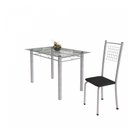 Ver imagem 6 de Conjunto de Mesa Tubular 4 Cadeiras 120cm com Tampo de Vidro Iza Branco/Preto/Pérola