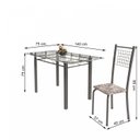 Ver imagem 3 de Conjunto de Mesa Tubular 6 Cadeiras 140cm com Tampo de Vidro Iza Prata/Botanic Cinza