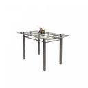 Ver imagem 4 de Conjunto de Mesa Tubular 6 Cadeiras 140cm com Tampo de Vidro Iza Prata/Botanic Cinza