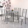 Conjunto de Mesa Tubular 6 Cadeiras 140cm com Tampo de Vidro Iza  - 1