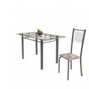 Ver imagem 6 de Conjunto de Mesa Tubular 6 Cadeiras 140cm com Tampo de Vidro Iza Prata/Botanic Cinza