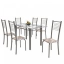 Ver imagem 2 de Conjunto de Mesa Tubular 6 Cadeiras 140cm com Tampo de Vidro Iza 