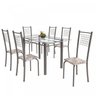 Conjunto de Mesa Tubular 6 Cadeiras 140cm com Tampo de Vidro Iza  - 2