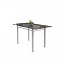 Ver imagem 4 de Conjunto de Mesa Tubular 6 Cadeiras 140cm com Tampo de Vidro Iza Branco/Botanic Cinza/Pérola