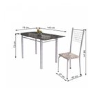 Ver imagem 3 de Conjunto de Mesa Tubular 6 Cadeiras 140cm com Tampo de Vidro Iza Branco/Botanic Cinza/Pérola