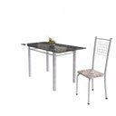 Ver imagem 5 de Conjunto de Mesa Tubular 6 Cadeiras 140cm com Tampo de Vidro Iza Branco/Botanic Cinza/Pérola