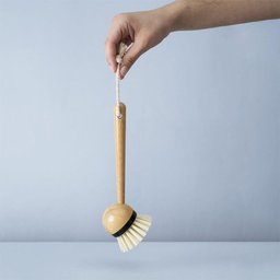 Escova de Bambu Oikos Redonda com Cabo para Limpeza Preta - 2