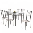 Ver imagem 2 de Conjunto de Mesa Tubular 6 Cadeiras 140cm com Tampo de Vidro Iza Prata/Paraopeba