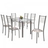 Conjunto de Mesa Tubular 6 Cadeiras 140cm com Tampo de Vidro Iza  - 2