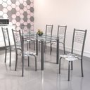 Ver imagem 1 de Conjunto de Mesa Tubular 6 Cadeiras 140cm com Tampo de Vidro Iza Prata/Paraopeba