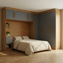 Ver imagem 1 de Guarda Roupa Casal Modulado 9 Portas 5 Gavetas com Cabeceira 100% MDF Imperial Yescasa Cinamomo/Chumbo
