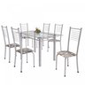 Conjunto de Mesa Tubular 6 Cadeiras 140cm com Tampo de Vidro Iza  - 2