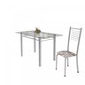 Conjunto de Mesa Tubular 6 Cadeiras 140cm com Tampo de Vidro Iza  - 6
