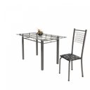 Ver imagem 6 de Conjunto de Mesa Tubular 6 Cadeiras 140cm com Tampo de Vidro Iza Prata/Preto Floral