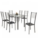 Ver imagem 2 de Conjunto de Mesa Tubular 6 Cadeiras 140cm com Tampo de Vidro Iza 