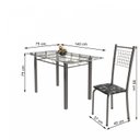 Ver imagem 3 de Conjunto de Mesa Tubular 6 Cadeiras 140cm com Tampo de Vidro Iza Prata/Preto Floral