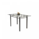 Ver imagem 4 de Conjunto de Mesa Tubular 6 Cadeiras 140cm com Tampo de Vidro Iza Prata/Preto Floral