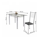 Ver imagem 3 de Conjunto de Mesa Tubular 6 Cadeiras 140cm com Tampo de Vidro Iza Branco/Preto Floral/Pérola