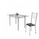 Ver imagem 6 de Conjunto de Mesa Tubular 6 Cadeiras 140cm com Tampo de Vidro Iza Branco/Preto Floral/Pérola