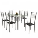 Ver imagem 2 de Conjunto de Mesa Tubular 6 Cadeiras 140cm com Tampo de Vidro Iza 