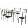 Conjunto de Mesa Tubular 6 Cadeiras 140cm com Tampo de Vidro Iza  - 2