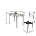 Ver imagem 3 de Conjunto de Mesa Tubular 6 Cadeiras 140cm com Tampo de Vidro Iza Branco/Preto/Pérola