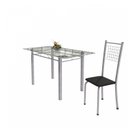 Ver imagem 6 de Conjunto de Mesa Tubular 6 Cadeiras 140cm com Tampo de Vidro Iza Branco/Preto/Pérola