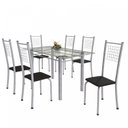 Ver imagem 2 de Conjunto de Mesa Tubular 6 Cadeiras 140cm com Tampo de Vidro Iza 