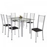 Conjunto de Mesa Tubular 6 Cadeiras 140cm com Tampo de Vidro Iza  - 2