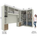 Ver imagem 4 de Quarto Modulado Casal Seletto 5 Peças com Closet Areia/Jequitibá - Móveis Henn