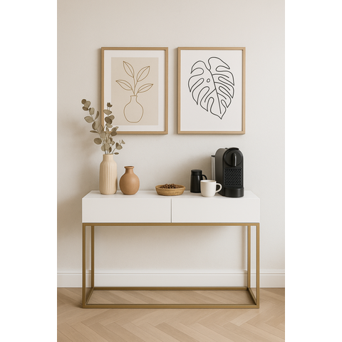 Aparador Bancada Recepção Cantinho do Café Estilo Industrial:branco