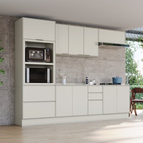 Cozinha Compacta 5 Peças 100% MDF com Torre Quente e Tampo para Cooktop Fineze