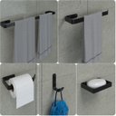 Ver imagem 1 de Kit Acessórios para Banheiro Preto Fosco 5 Peças Quadrado