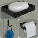 Ver imagem 4 de Kit Acessórios para Banheiro Preto Fosco 5 Peças Quadrado