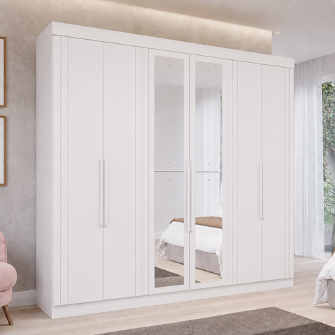 Guarda Roupa Maite 6 Portas 6 Gavetas e Espelhos MDF
