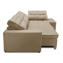 Ver imagem 4 de Sofá de Canto Retrátil e Reclinável com Molas 3,00x2,00 Viena Suede Bege Mirra Decor
