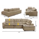 Ver imagem 2 de Sofá de Canto Retrátil e Reclinável com Molas 3,00x2,00 Viena Suede Bege Mirra Decor