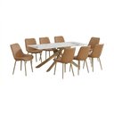 Ver imagem 2 de Conjunto Mesa de Jantar Lara 180cm Cerâmica Base Aço Carbono Bronze com 8 Cadeiras Pu - Caramelo