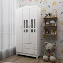 Ver imagem 1 de Guarda-Roupa Infantil 3 Portas 2 Gavetas MDF Ariel Branco