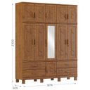 Ver imagem 4 de Guarda Roupa Tripartido 11 Portas 4 Gavetas com Espelho Cobre Imbuia - Fn
