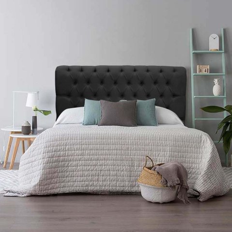 Cabeceira Estofada Capitonê Livia 195cm King Size para Cama Box Corino Preto - Gat Magazine