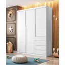 Ver imagem 2 de Guarda Roupa Pérola 3 Portas 4 Gavetas MDF Branco Phoenix Baby 165cm