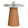Mesa Lateral Cone Com Tampo De Vidro 60cm - Off White - 2