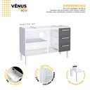 Ver imagem 2 de Gabinete de Cozinha para Pia 140 em Aço Vênus 3 Gavetas Branco/preto - Cozimax