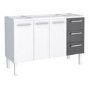 Ver imagem 1 de Gabinete de Cozinha para Pia 140 em Aço Vênus 3 Gavetas Branco/preto - Cozimax