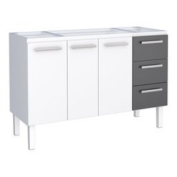 Gabinete de Cozinha para Pia 140 em Aço Vênus 3 Gavetas Branco/preto - Cozimax - 1