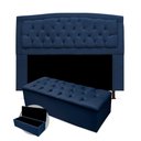 Ver imagem 1 de Kit Cabeceira Plus Calçadeira Azul Marinho 140cm Casal