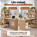 Ver imagem 7 de Escrivaninha com Estante e Prateleiras Match Off White e Carvalho