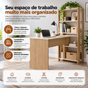 Ver imagem 6 de Escrivaninha com Estante e Prateleiras Match Off White e Carvalho