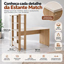 Ver imagem 5 de Escrivaninha com Estante e Prateleiras Match Off White e Carvalho
